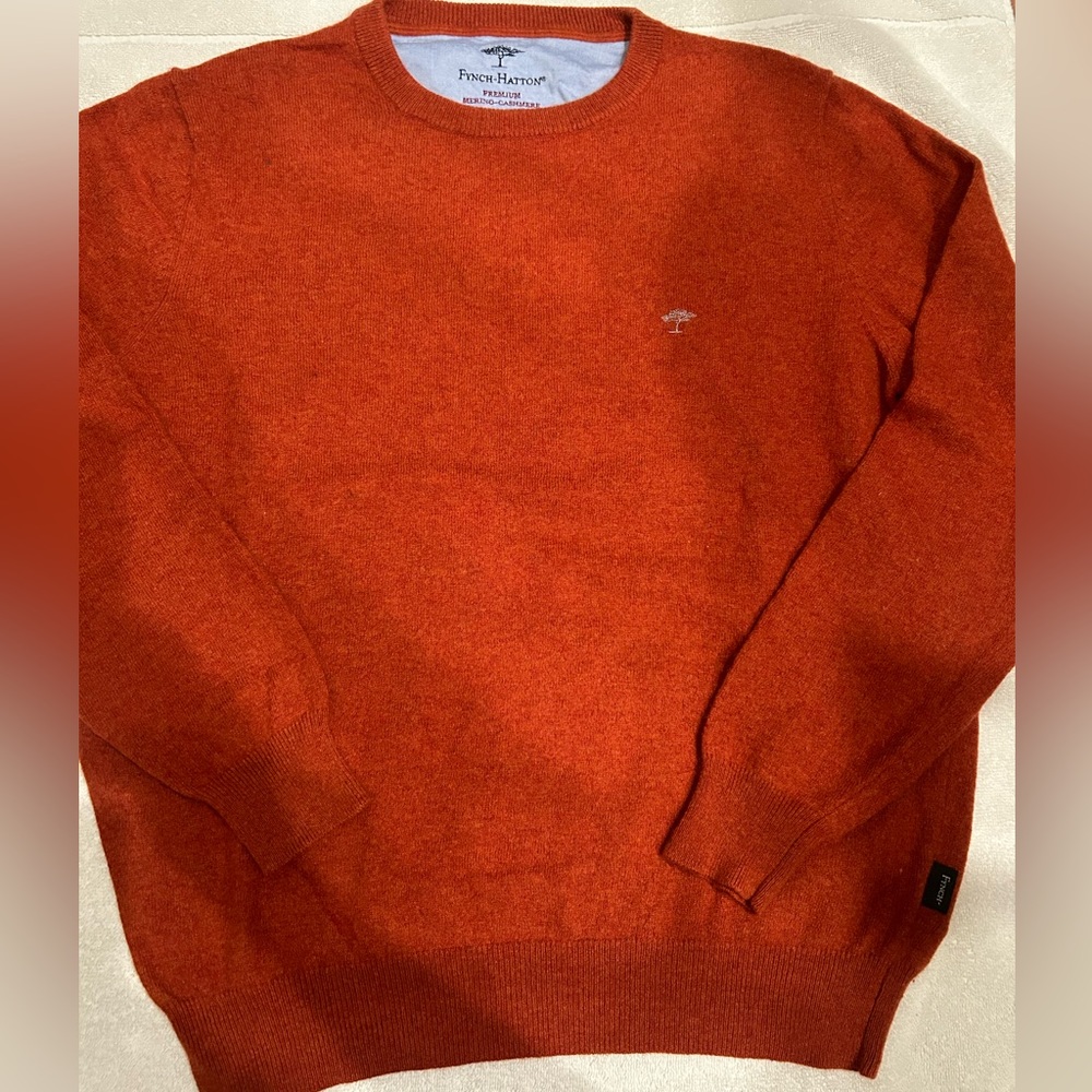 Fynch-Hatton premium merino cashmere sweater, orange, size L